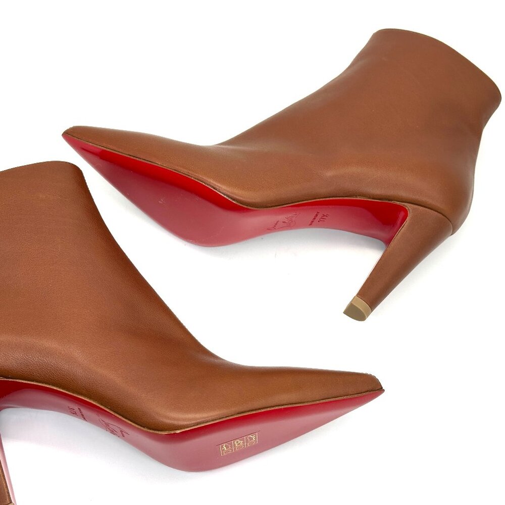 Christian Louboutin VIBELLA BOOTY 85 Leather Ankle Bootie Boots Heels - Picture 13 of 16